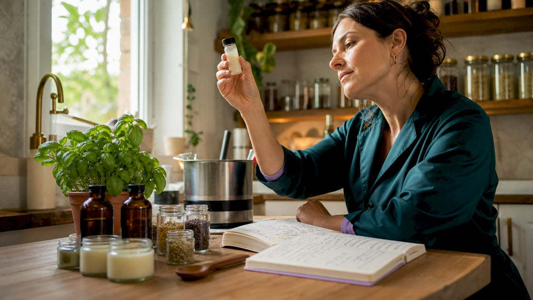 Scientist examining natural deodorant ingredients