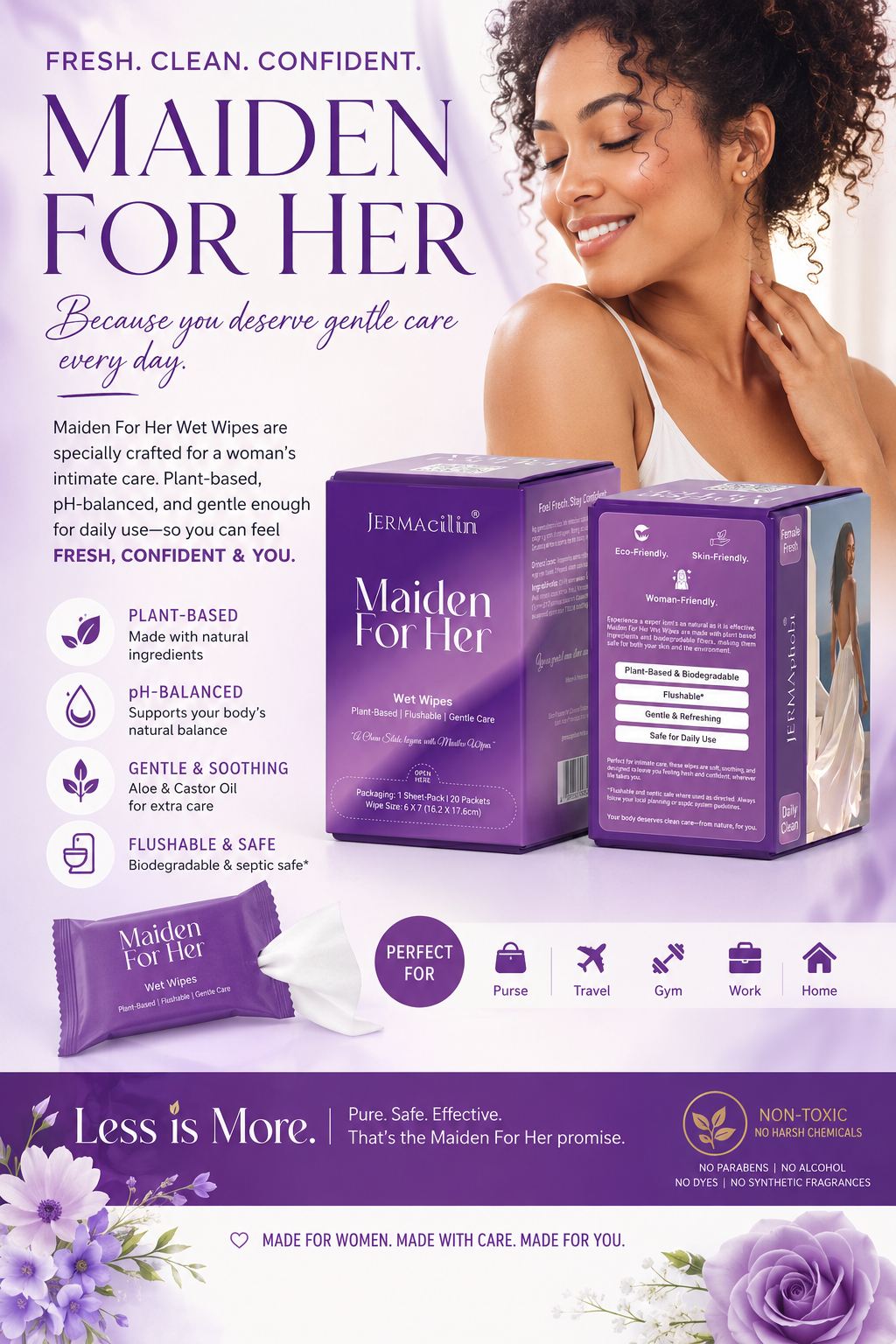 Maiden For Her (Plant-Based, pH Balanced, Eco-Friendly) Wet Wipes
